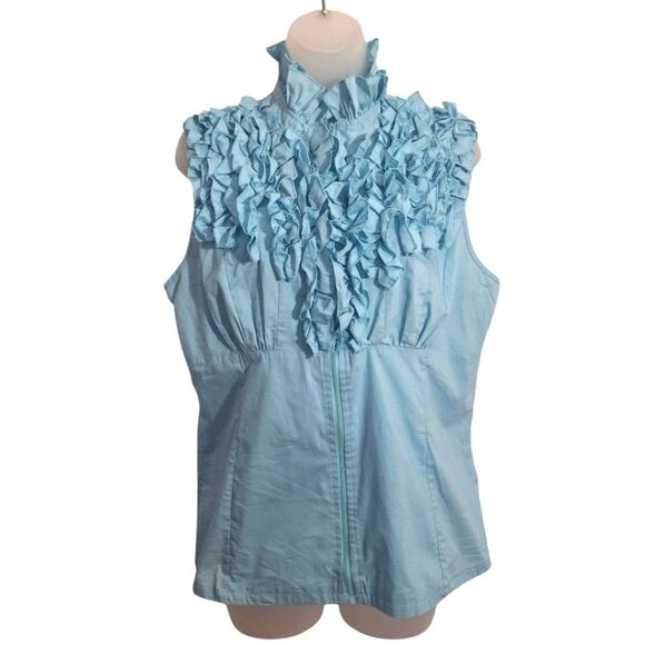 Debbie Shuchat Womens Victorian Sleeveless Blouse Ruffle Empire Coquette Size 12 - Picture 1 of 11